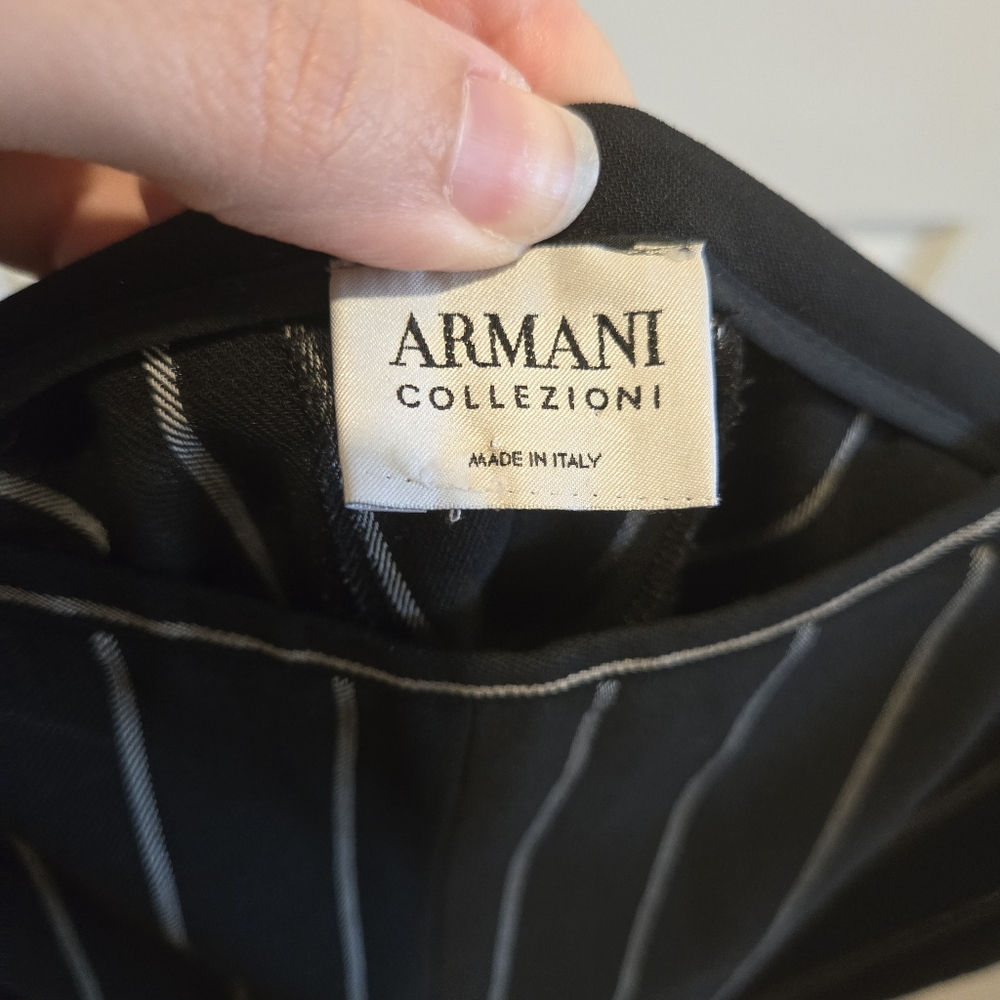 Armani Collezioni Pinstripe Wide Leg Pant, Size Small, COA Included - Picture 6 of 7
